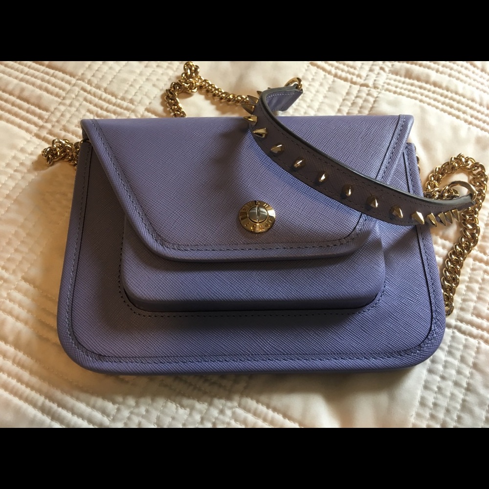 Henri Bendel Purple Crossbody with Gold Spikes